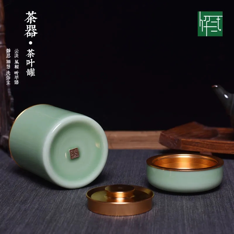 庆元旅行便携茶叶罐陶瓷密封罐大号家用存储罐